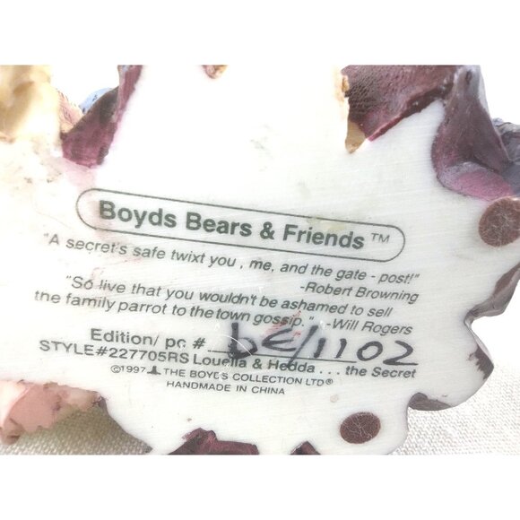 Boyds Bears and Friends Bearstone Collection Louella & Heda The Secret Vintage - Picture 5 of 12